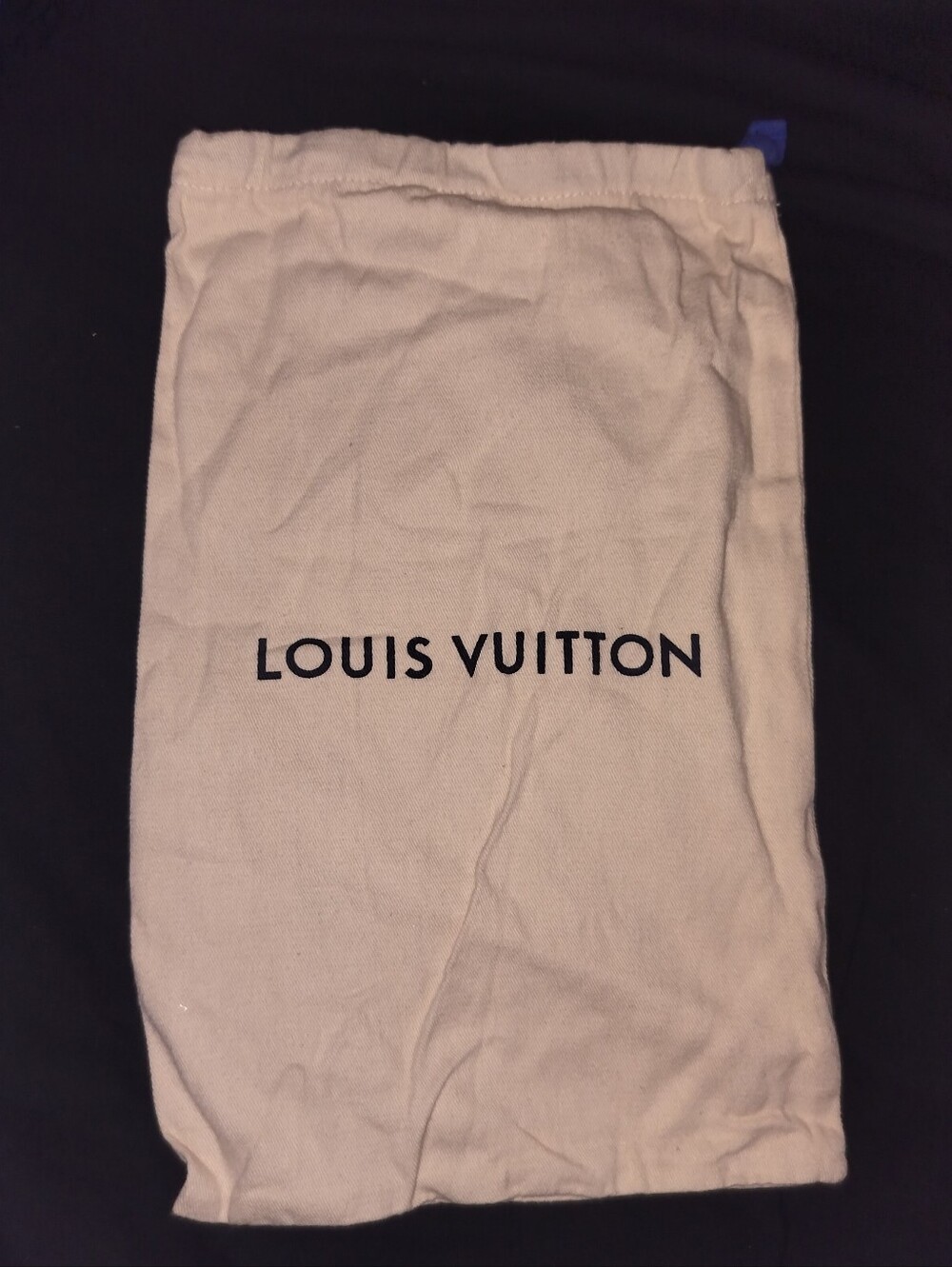Louis Vuitton Cream Cotton Drawstring Dust Pouch with Black Logo